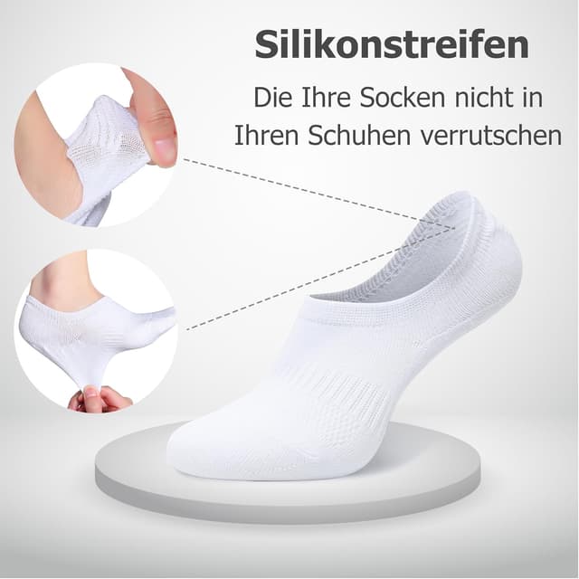 Detalle 2 de Falechay 10 Paar Sneaker Socken No-Show (Füßlinge) aus Baumwolle für Damen & Herren