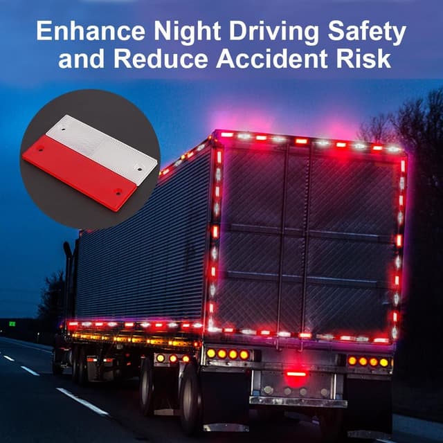 Detalle 2 de AYBUY Confezione da 24 catarifrangenti adesivi rosso e bianco per auto, camion e rimorchi