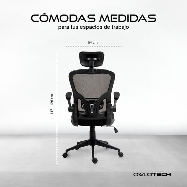 Detalle 2 de Owlotech Berkeley Silla Escritorio Ergonómica Negra