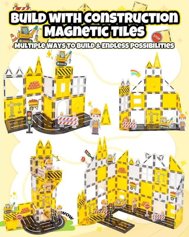 Detalle de LADFAR Magnetic Tiles for Kids (37-Piece) STEM Construction Magnet Building Blocks