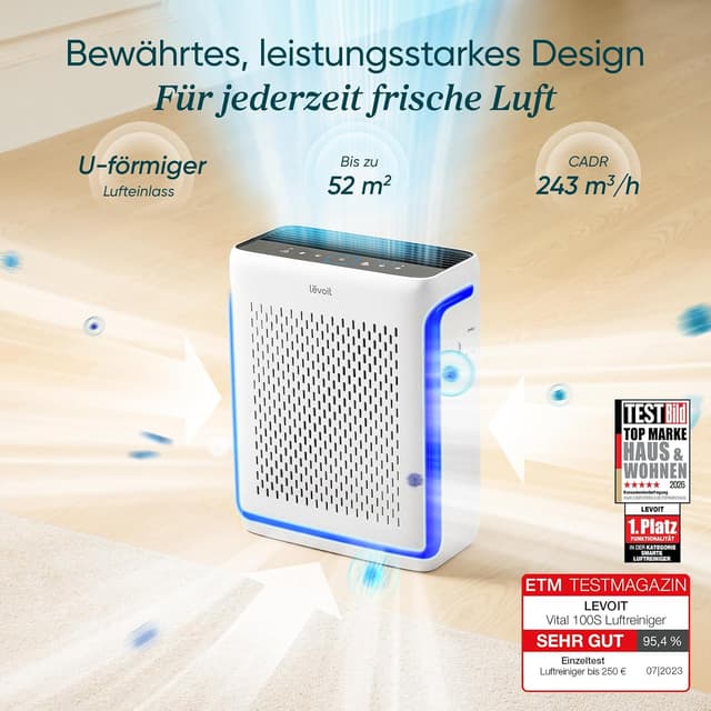 Detalle de LEVOIT Vital 100S Luftreiniger CADR 243 m³/h