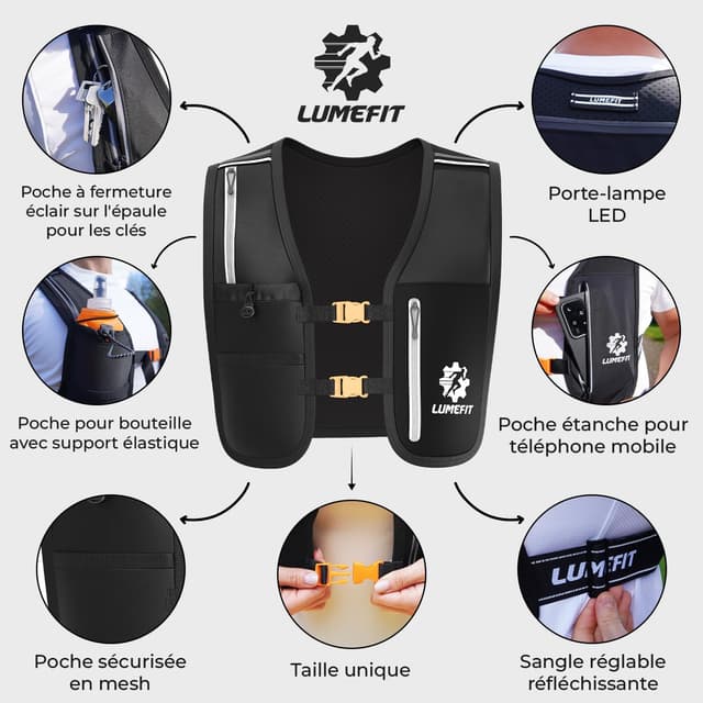 Detalle 2 de LUMEFIT Gilet Running Réfléchissant 500 ml