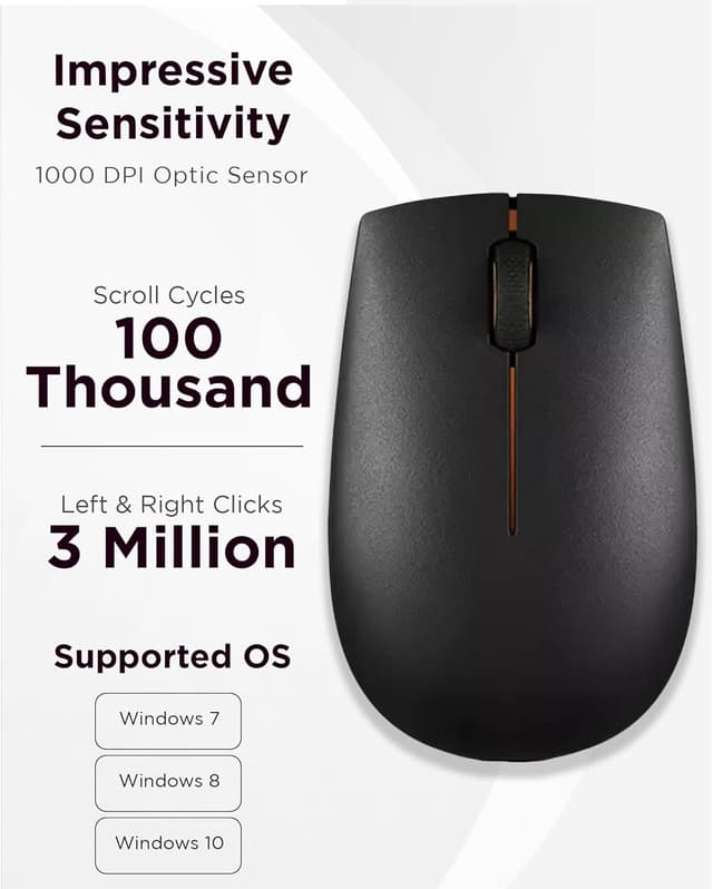 Thumbnail 3 de Lenovo 300 Wireless Compact Mouse Black