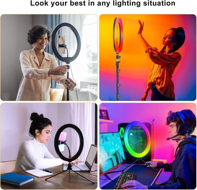 Thumbnail 6 de 13" Selfie Ring Light 76" Stand, 51 Modes
