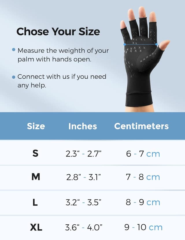 Detalle de FREETOO Kupfer Arthritis Handschuhe (M) – fingerlose Kompressionshandschuhe mit Kupfer-Gefüge