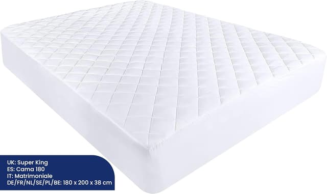 Detalle 2 de Utopia Bedding Protector Acolchado 180x200 cm 🛏️ Transpirable Blanco