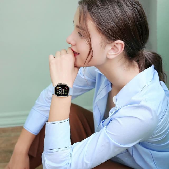 Detalle 2 de HITZEE Soft Silicone Magnetic Apple Watch strap (light blue) – 38/40/41/42/44/45/46/49mm compatible