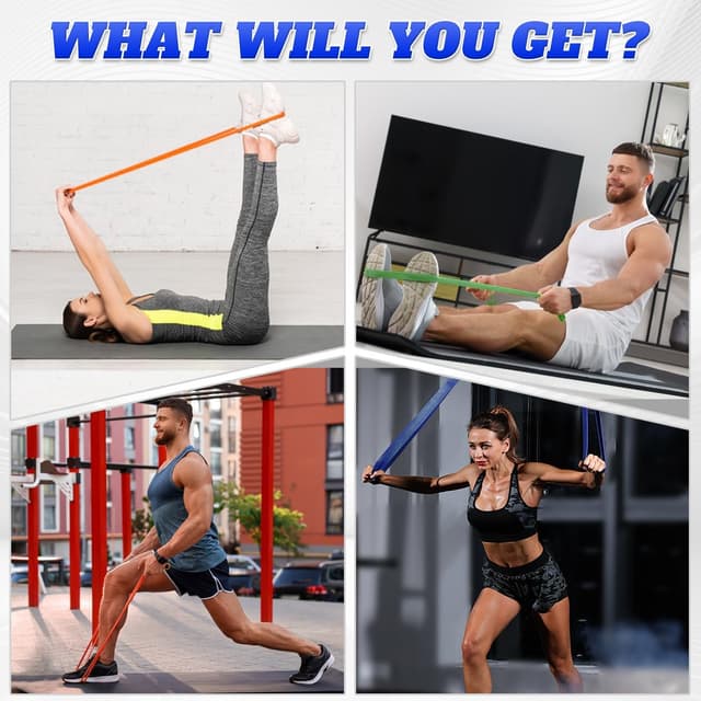 Thumbnail 6 de Giiyr Fitnessbänder Widerstandsbänder-Set mit 5 Stufen (TPE) für Yoga, Pilates, Krafttraining & Klimmzughilfe