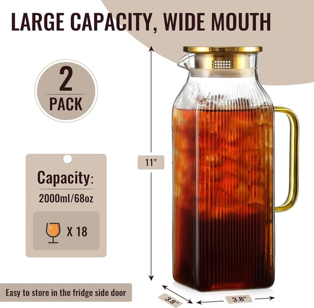 Detalle de Snuvid Square Glass Pitcher 68 oz