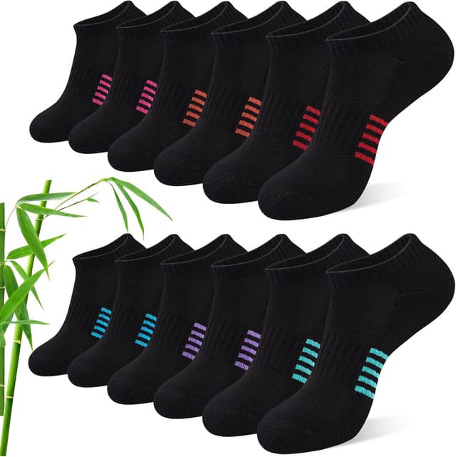 Detalle de Effeet Bambus Sneaker Socken für Damen (6/12 Paar) – atmungsaktiv, gepolstert & geruchsarm für 39–42