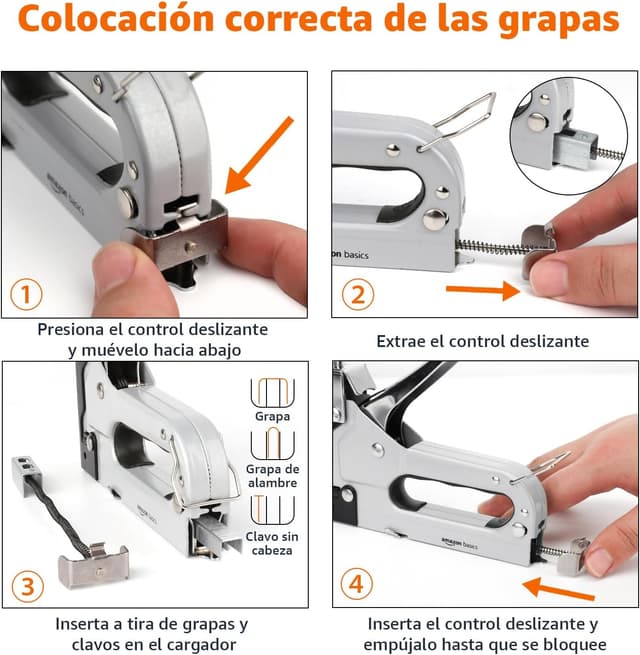 Detalle de Amazon Basics Grapadora industrial 3 en 1, 600 grapas 🛠