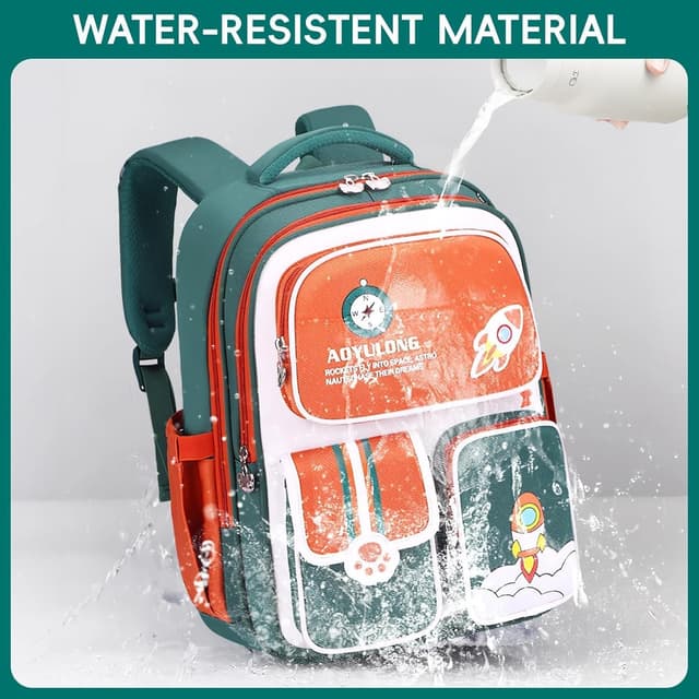 Detalle 2 de Amythe zaino scuola ergonomico bambino 6-12 anni impermeabile 26L, verde