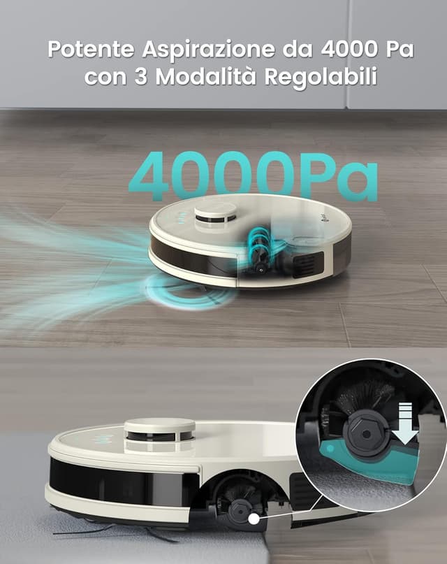 Detalle de Lefant M1 Robot Aspirapolvere Lavapavimenti Slim (4000 Pa, fino a 200 min) Grigio Champagne