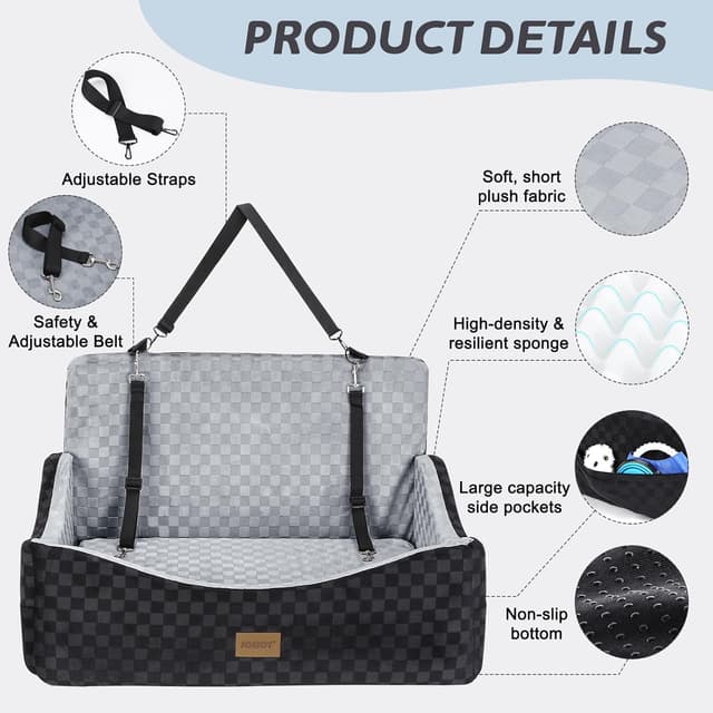 Detalle 2 de Large dog car seat memory foam booster