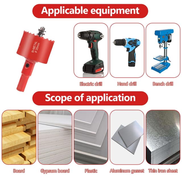 Thumbnail 6 de flintronic Bi-Metal Hole Saw, 13 PCS 18mm - 75mm Hole Saw Set with Hexagon Adapter and Centring Drill, Perfect for Drilling Soft Metal, Wood, PVC Board and Plastic for Cutting Circular Holes