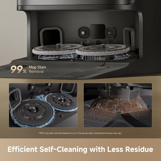 Detalle de Dreame D30 Ultra Robot Vacuum and Mop with 25,000Pa Suction, Auto-Empty Dock and MopExtend Edge Cleaning (Black)