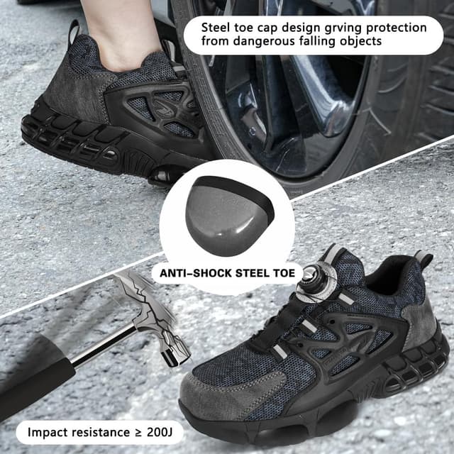 Detalle de OFFCUP Chaussures de sécurité homme embout acier – basket de chantier légère antidérapante et respirante