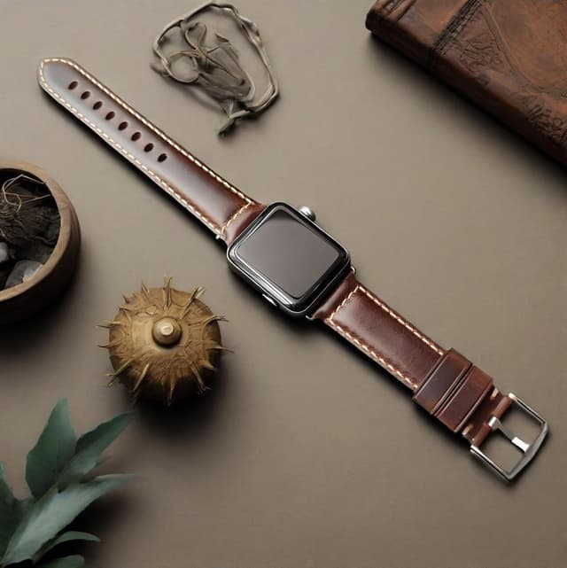 Detalle de HUAFIY Genuine Italian Leather Apple Watch band (42mm/44mm/45mm/46mm/49mm/38mm/40mm/41mm compatible)