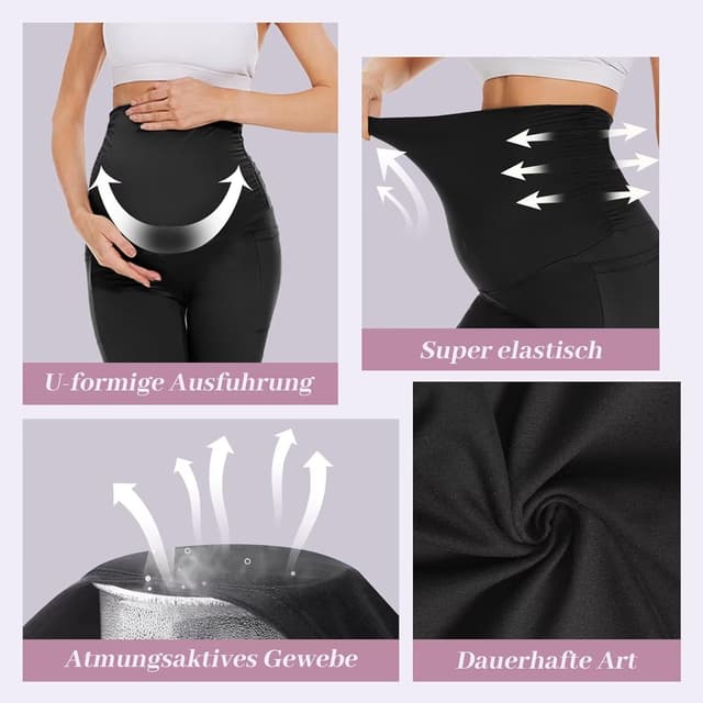 Detalle 2 de QGGQDD Umstandsleggings Radlerhose für Schwangerschaft