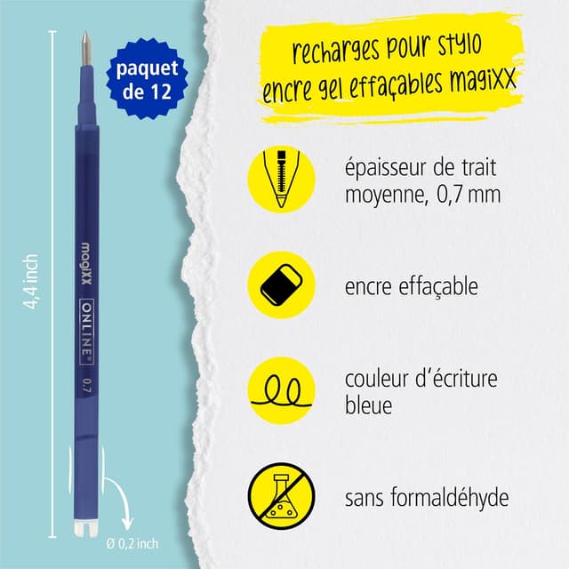 Detalle 2 de ONLINE 12x recharge roller effaçable bleu