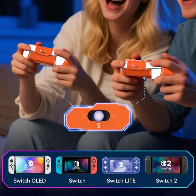 Detalle 2 de ShanWan Wireless Controller (2.4G/Bluetooth) für Windows, PC, Android, iPhone, Switch & Steam – mit Hall-Effect Trigger, Turbo & Rumble (Orange)