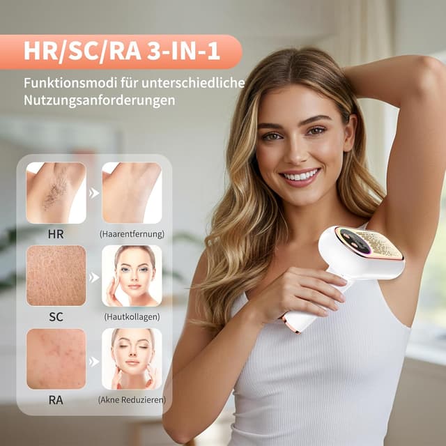 Detalle 2 de NIKYJM IPL-Gerät zur Haarentfernung (6,8 cm²) mit 3 Modi HR/SC/RA und 9 Energiestufen – Roségold