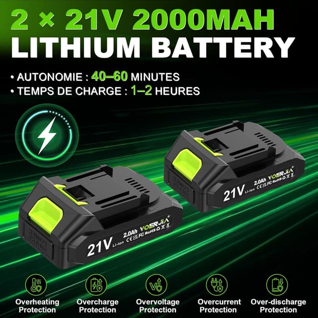 Thumbnail 6 de VOERJIA cordless strimmer 21V 850W LCD