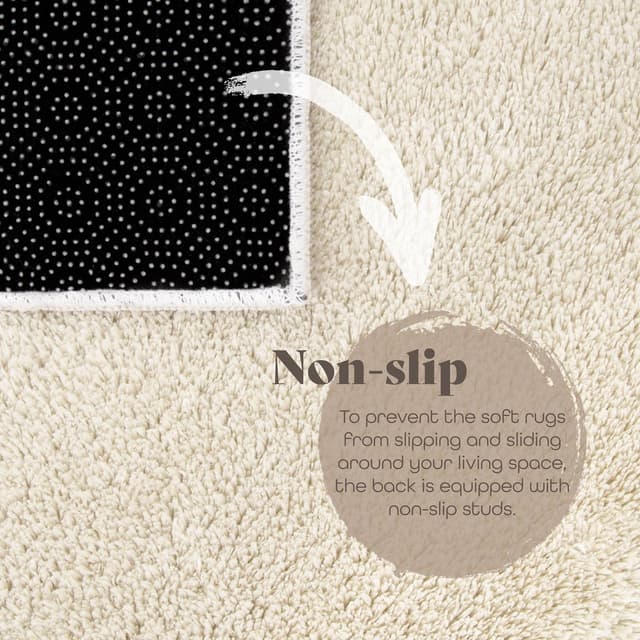 Detalle de TT Home Wohnzimmer-Teppich Kurzflor Anti-Rutsch 100% Polyester, Creme – 200×280 cm