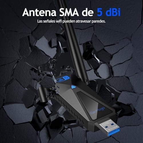 Detalle 1 de ElecMoga Adaptador WiFi USB 1300Mbps