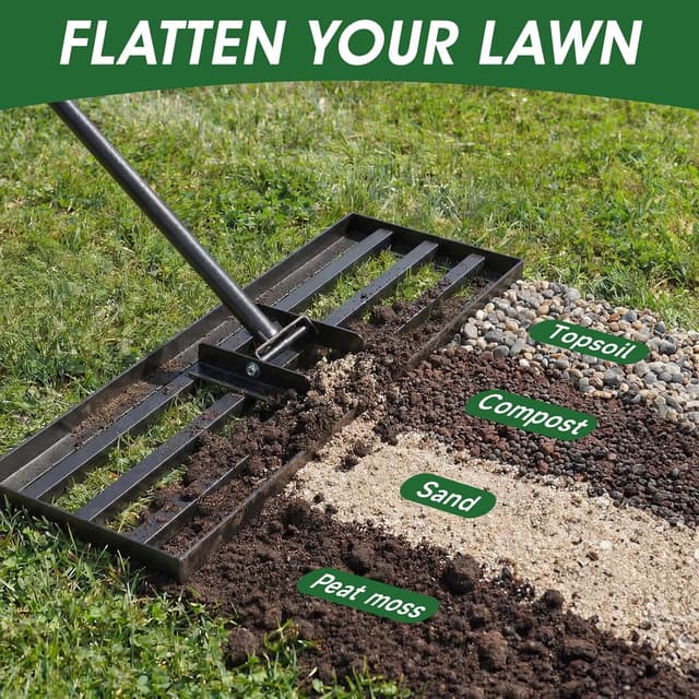Detalle 2 de Lawn Leveling Rake – Adjustable Handle, Dual Plate Sizes, Level Soil & Sand Faster (3X) with Stable Heavy-Duty Design