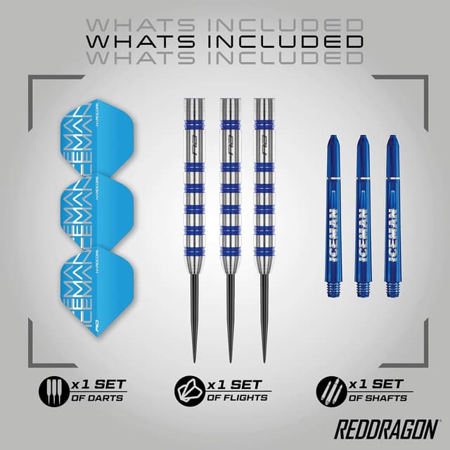 Detalle 2 de Red Dragon Gerwyn Price Iceman Challenger Professional Tungsten Darts set (23g) with flights & stems