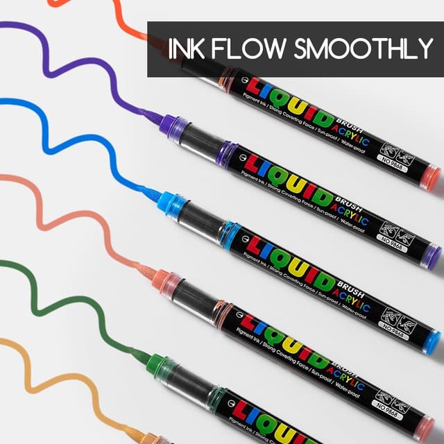 Thumbnail 6 de SKYGLORY 36 Colours Liquid Ink Acrylic Paint Markers with Flexible Brush Tips