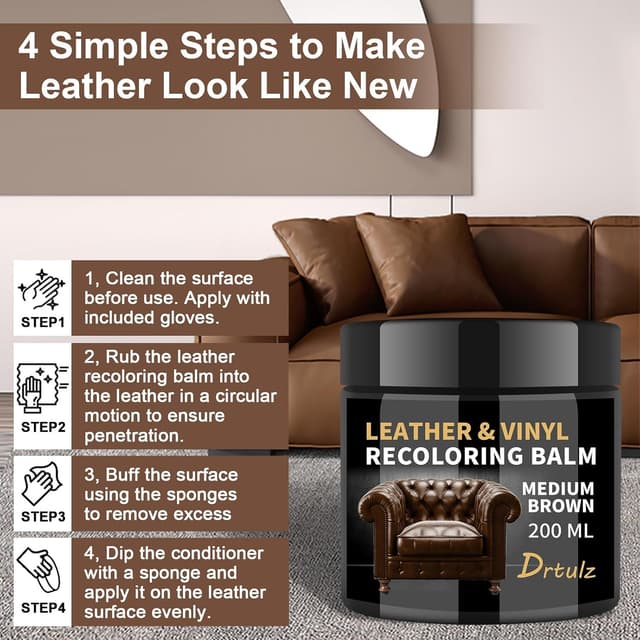 Detalle de drtulz Leder Reparatur Set Schwarz (200 ml) für Ledercouch, Vinyl-Möbel & Autositze