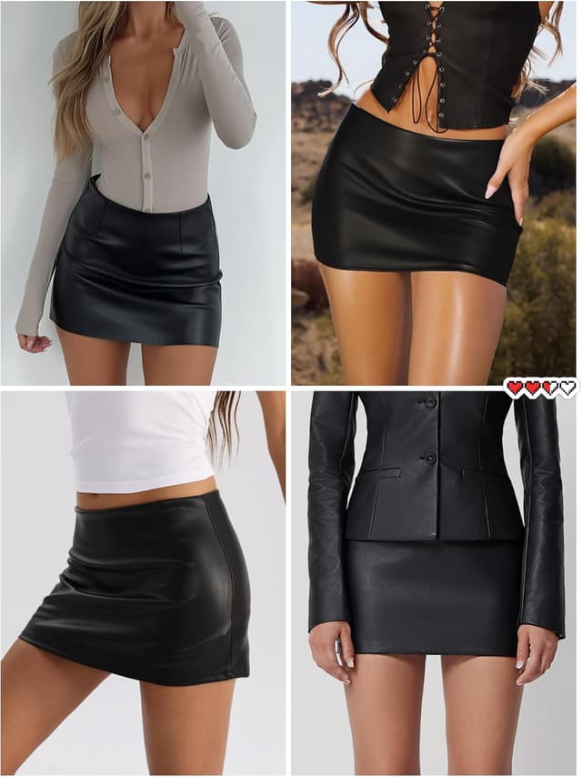 Detalle de Danysu Stretchy Mini Skorts Low Waist Skirt with Shorts & Side Slit