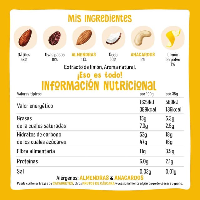 Thumbnail 6 de Nākd Lemon Cake 🍋 Barritas Naturales Sin Azúcar 630g