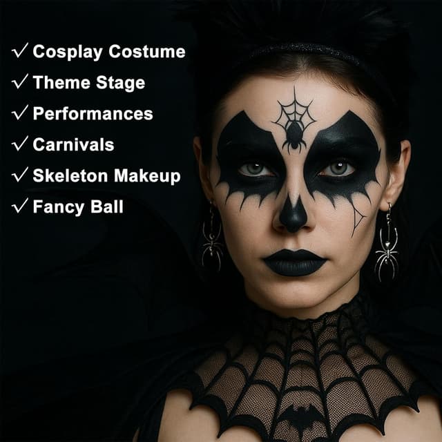 Detalle de BADCOLOR 3PCS Black Face Body Paint Stick Set for Adults — oil-based, non-toxic black eye & face paint for Halloween and sports