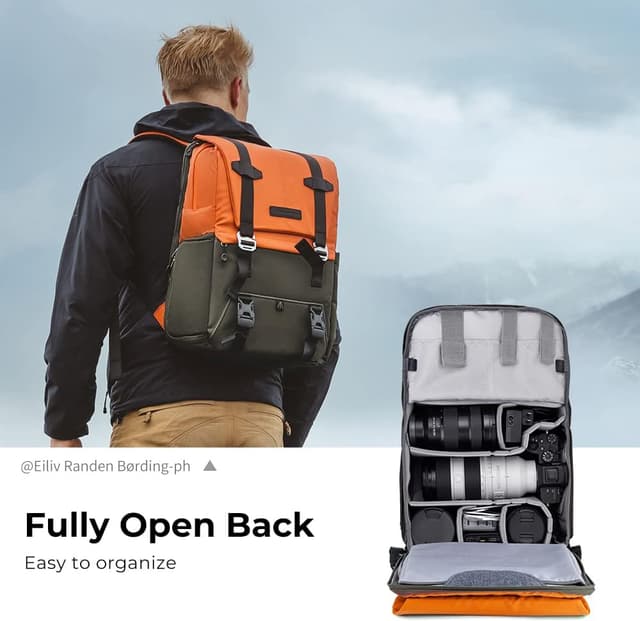 Detalle de K&F CONCEPT 20L Camera Backpack with Raincover and 15.6 Inch Laptop Compartment
