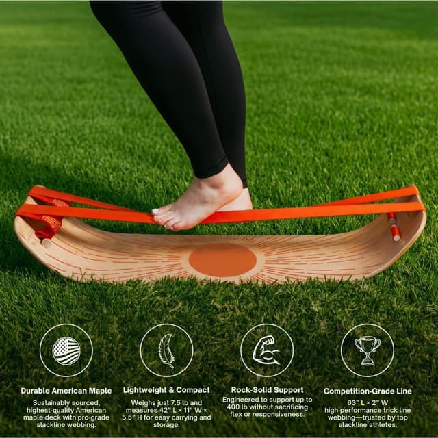 Detalle de GIBBON SlackBoard GiBoard Balance Board – Slackline balance trainer for core, desk workouts & yoga