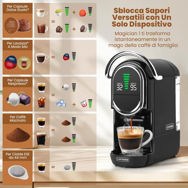 Detalle 2 de Magician1 Mini macchina da caffè 5in1 per cialde e capsule