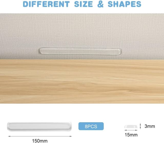 Detalle de Vicloon Paraurti per mobili in silicone trasparente adesivo, 8 pezzi (gommini ant’urto) 15 cm