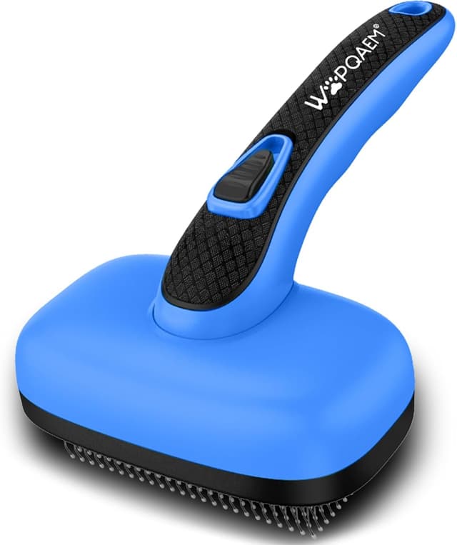 Detalle de Hundebürste für Unterwolle Ein-Klick blau