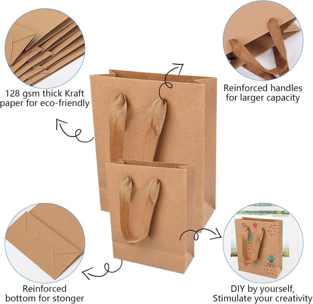 Thumbnail 2 de AKOFIC kraft paper gift bags 20 pack
