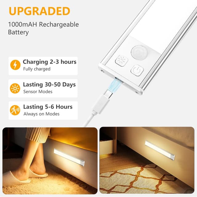 Thumbnail 5 de OUILA Under Cabinet Kitchen Lights 64 LED, 1000mAh 🔆