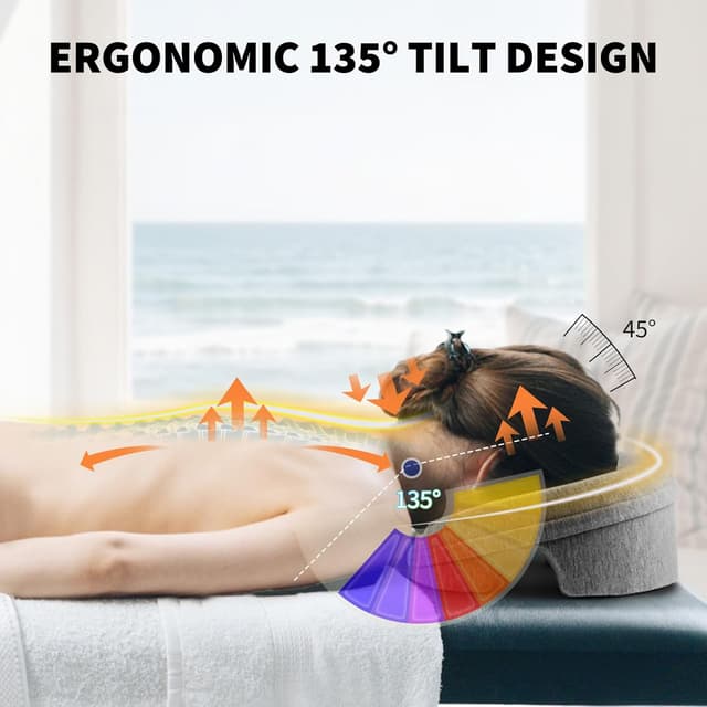 Detalle de Face Down Massage Table Pillow with Face Cradle Pad (Removable Cover) — Grey