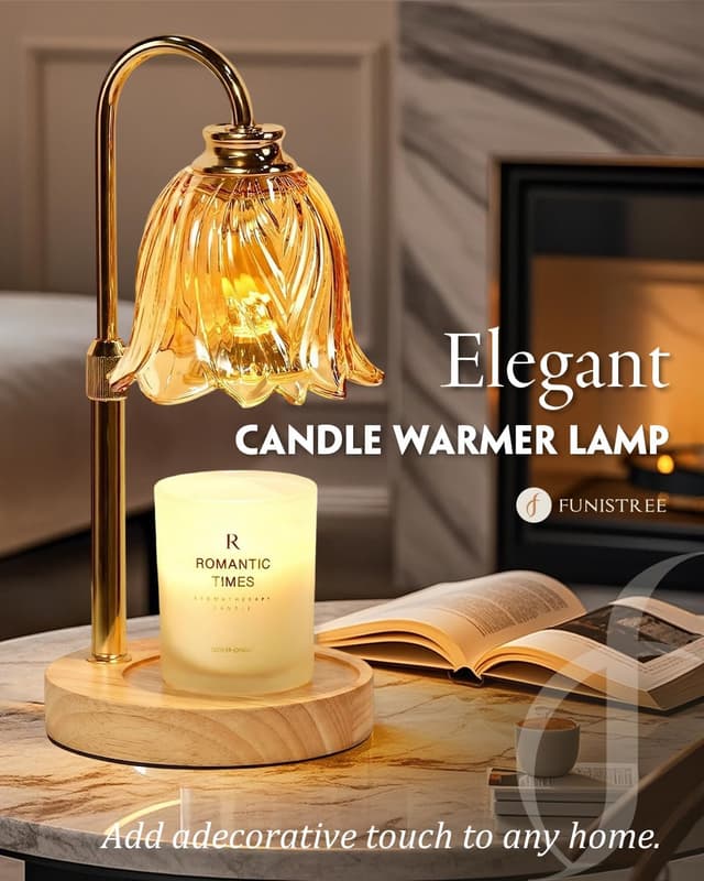 Thumbnail 6 de Vintage Flower Candle Warmer Lamp with Timer & Dimmer (Height Adjustable, 2 Bulbs) for Yankee Candles