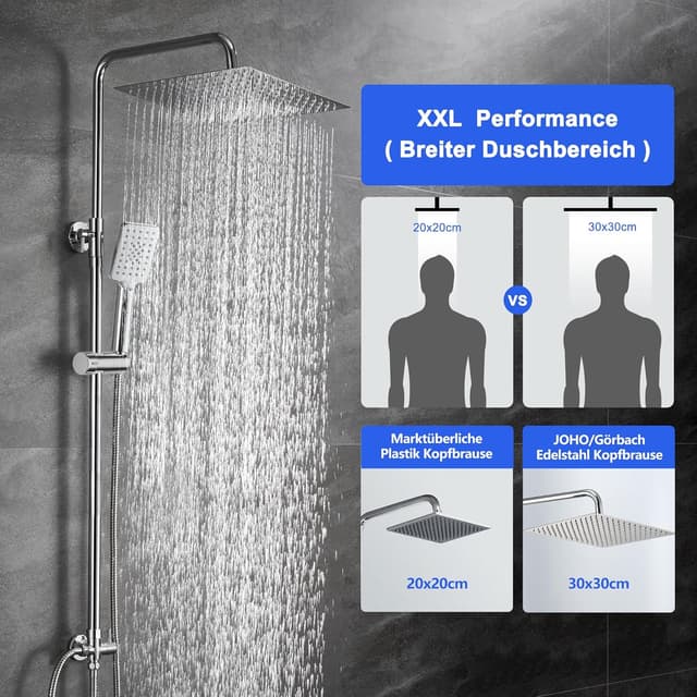 Detalle 2 de JOHO 304 Conjunto Ducha 30x30 cm Acero Inoxidable