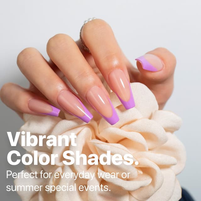 Detalle 2 de SXC Cosmetics X-Pro Tips French Tip Press On Nails (Bright Pastel Glow in the Dark) — Coffin GLOW120KIT-M