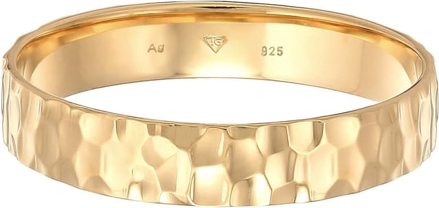 Detalle 2 de Kuzzoi Herrenring 4 mm aus 925 Sterling Silber vergoldet, gehämmert – Bandring für Verlobung, Ehe & Freundschaft (Ringgröße 60–66)