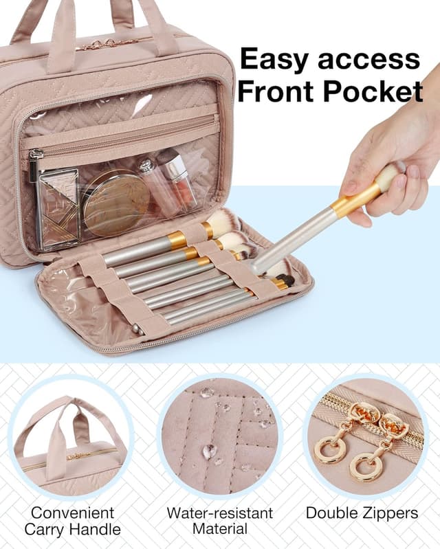 Detalle de BAGSMART Hanging Toiletry Bag with TSA Approved Transparent Cosmetic Bag (Medium Pink)