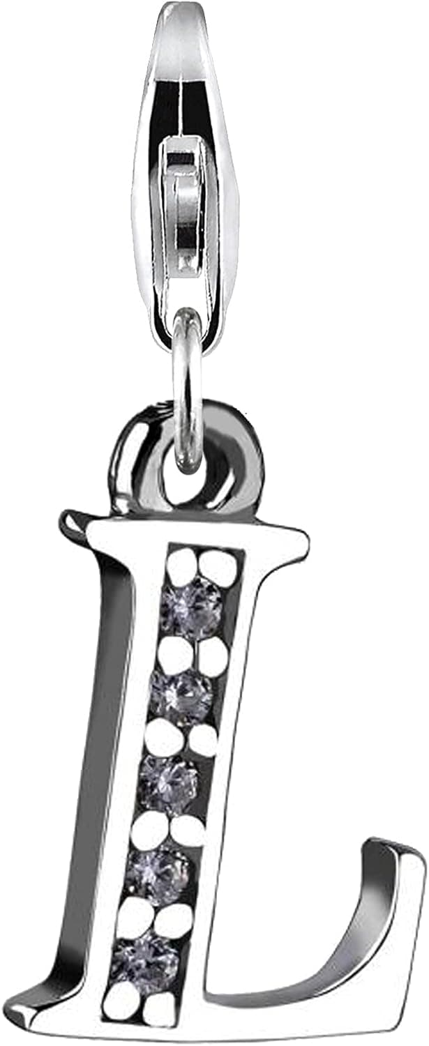 Detalle 2 de Nenalina charm lettera L in argento 925 con cristalli, per bracciali e collane